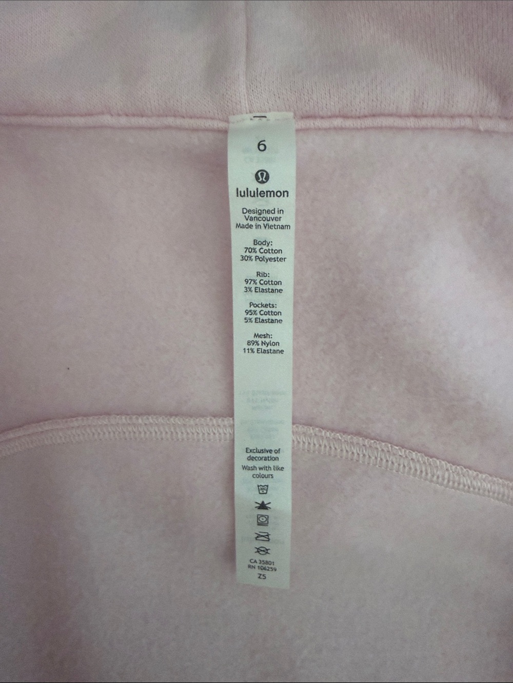 lululemon athletica Scuba Full Zip Hoodie Kangaroo Pockets Light Pink Sz M - Picture 3 of 10